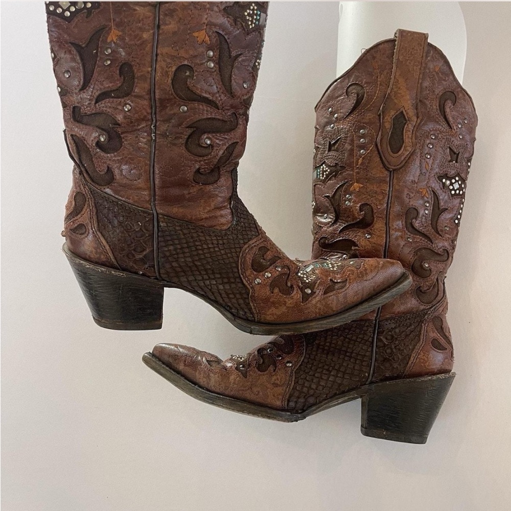 Corral vintage Brown Western Embroidered Boots size 5.5 - Picture 7 of 7